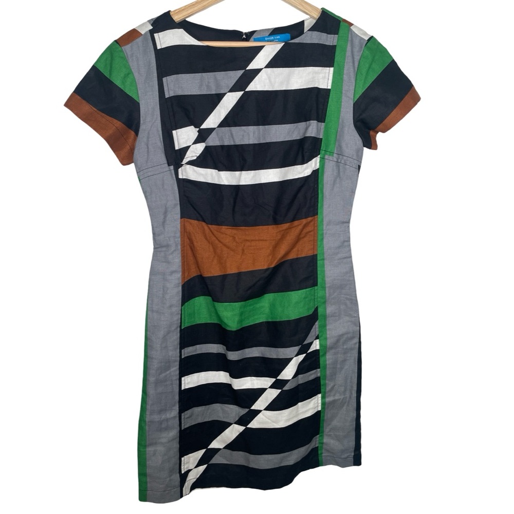 Derek Lam for Design Nation Colorful Striped Short Sleeve Dress 085